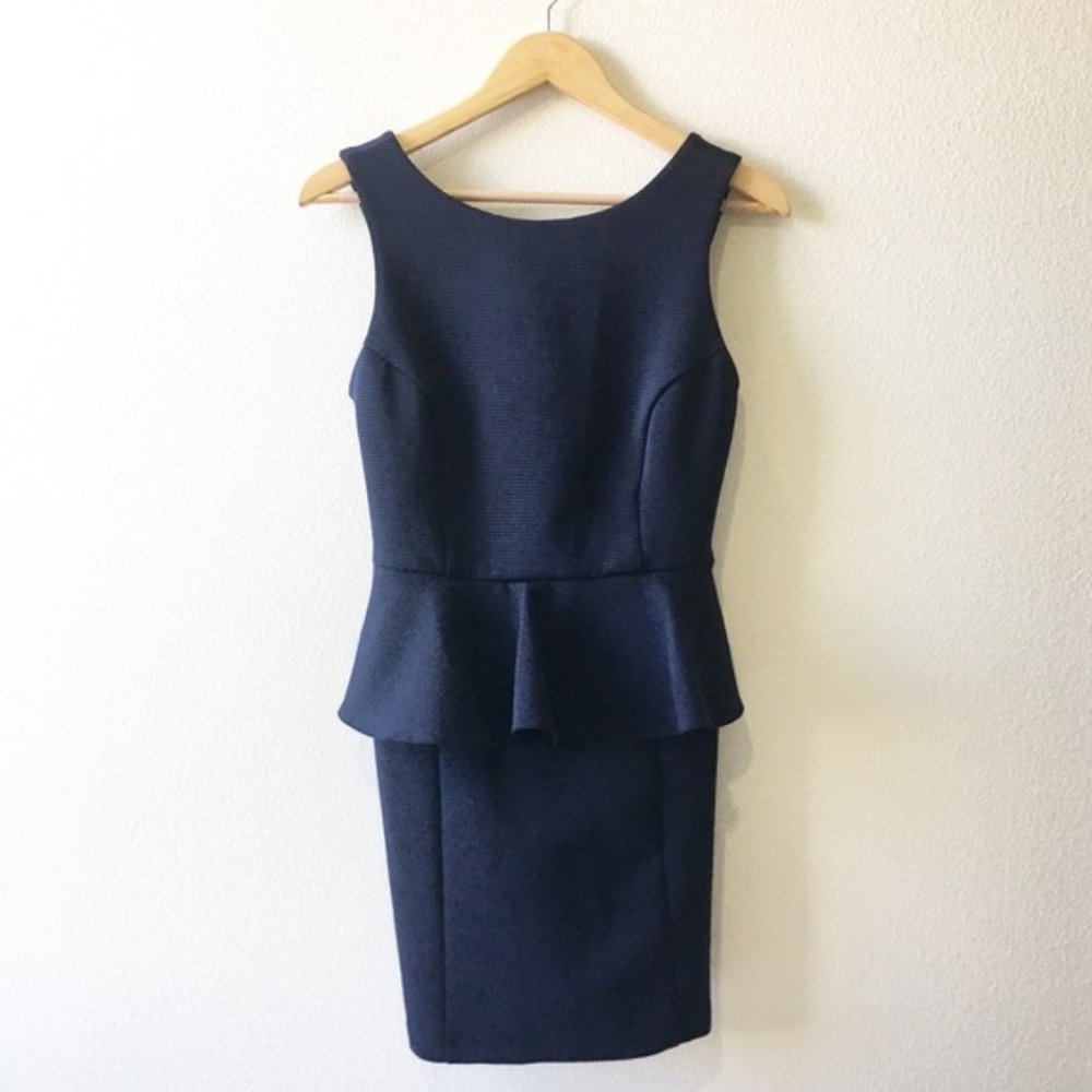 Topshop Peplum Scuba Dress Navy EUC